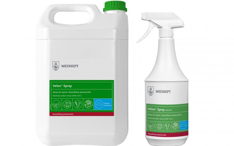 Velox Spray - alkoholowy płyn do szybkiej dezynfekcji małych powierzchni w obszarze medycznym i pozamedycznym  